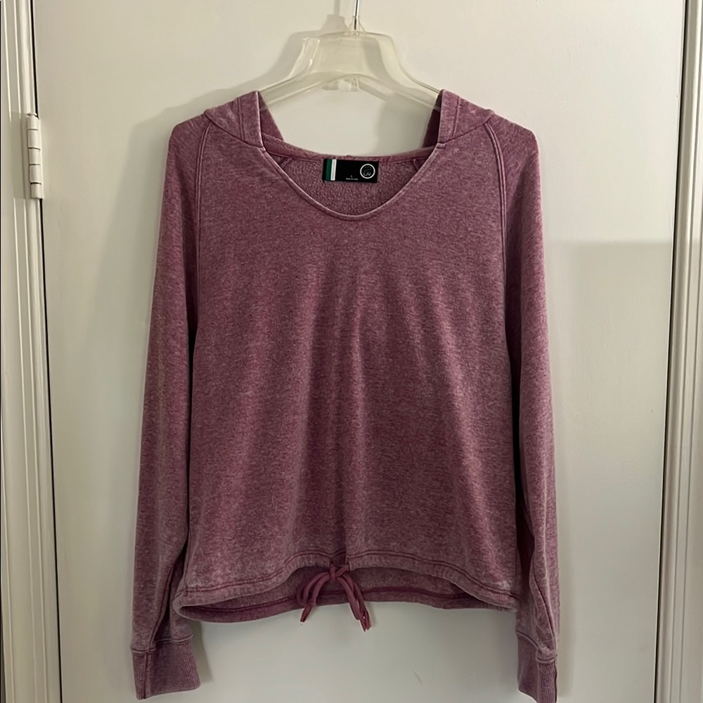 Lightweight Mauve-Pink Drawstring Hem Hoodie - Size L!
